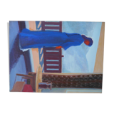 Woman canvas on balcony