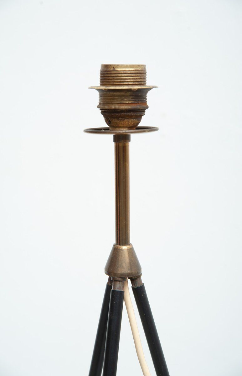 Tripod floor lamp with pleated plastic shade, 1950s