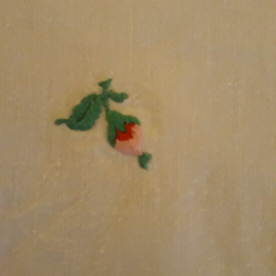 Tablecloth "Fleurie" embroidered hand and its 12 towels 80s