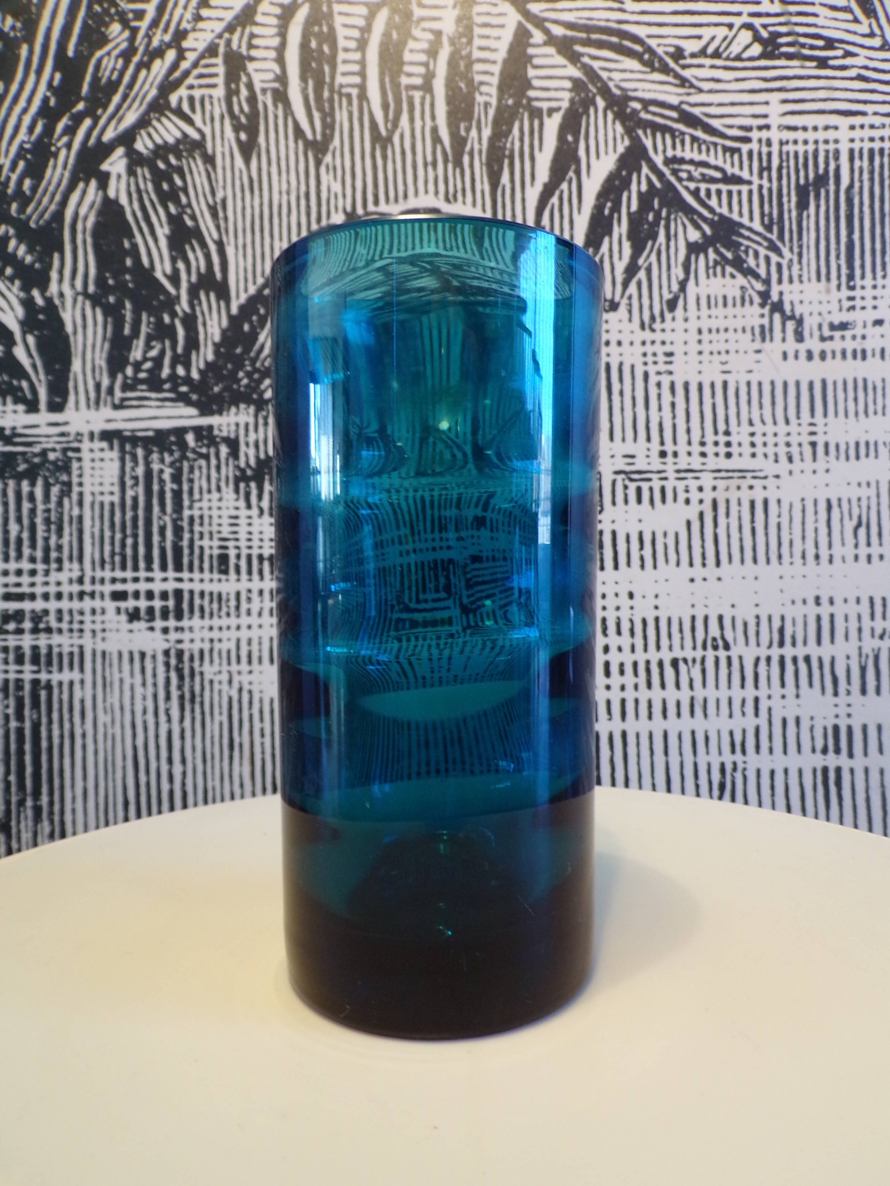 Zwiesel blue crystal vase 1960