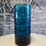 Vase en cristal bleu, Zwiesel Allemagne 1960