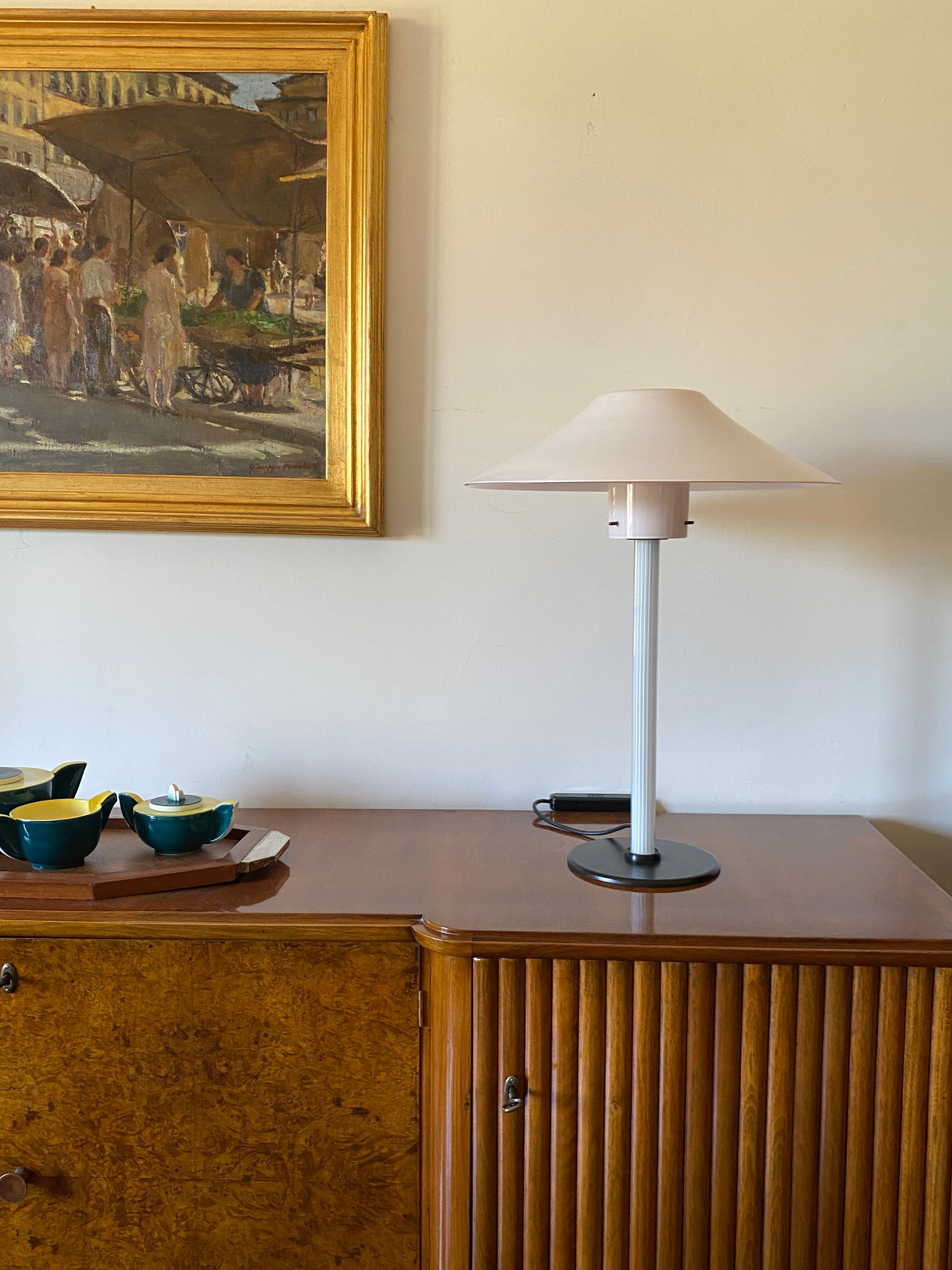 Cini Boeri, 2 Pink glass "Chiara" Table Lamp, Venini Murano, Italy, 1984