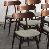 Set of 10 dining chairs 'Kastrup' by Louis van Teeffelen, Dutch design, 1960s