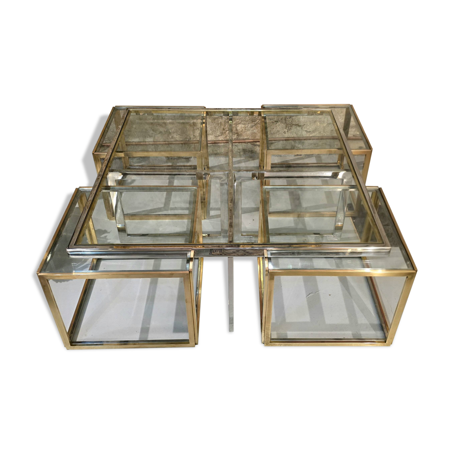Coffee table with four nesting tables, Maison Charles, France, circa 1970.