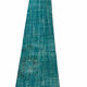 Distressed Turkish Narrow Runner 304 x 76 cm Wool Vintage rug, Overdyed Turquoise