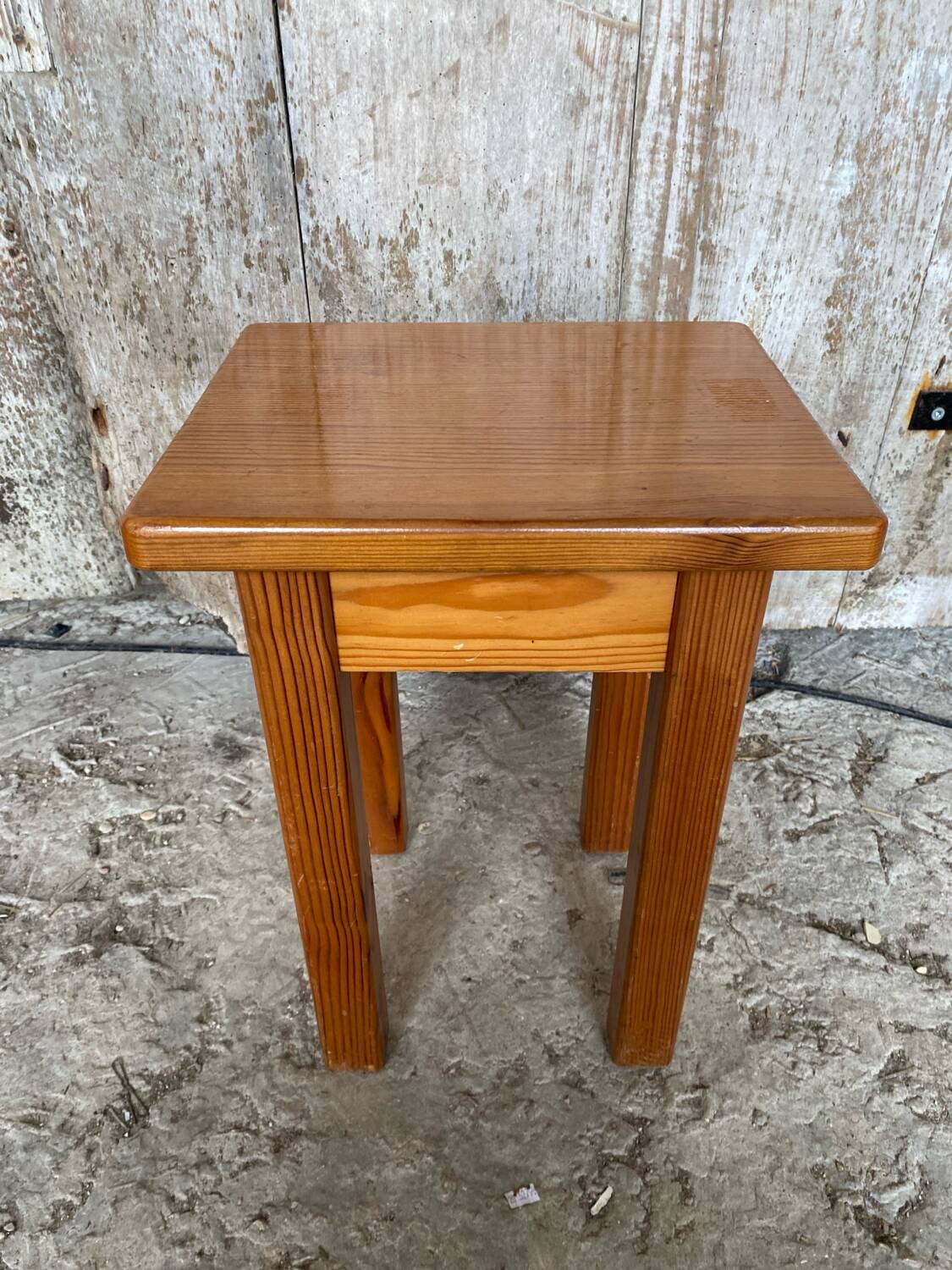 Brutalist Stool Old Chalet Solid Pine Vintage #D544