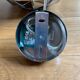 Silver-plated metal faceted ball pendant light - circa 1980