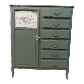 Antique wardrobe Green Smoke – Toile de Jouy.
