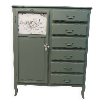 Armoire ancienne Green Smoke – Toile de Jouy .