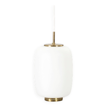 Two large glass Bent Karlby hanging lamps model Kina, Denmark 1960's