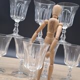 Set of 8 large Baccarat Lauzun crystal wine glasses