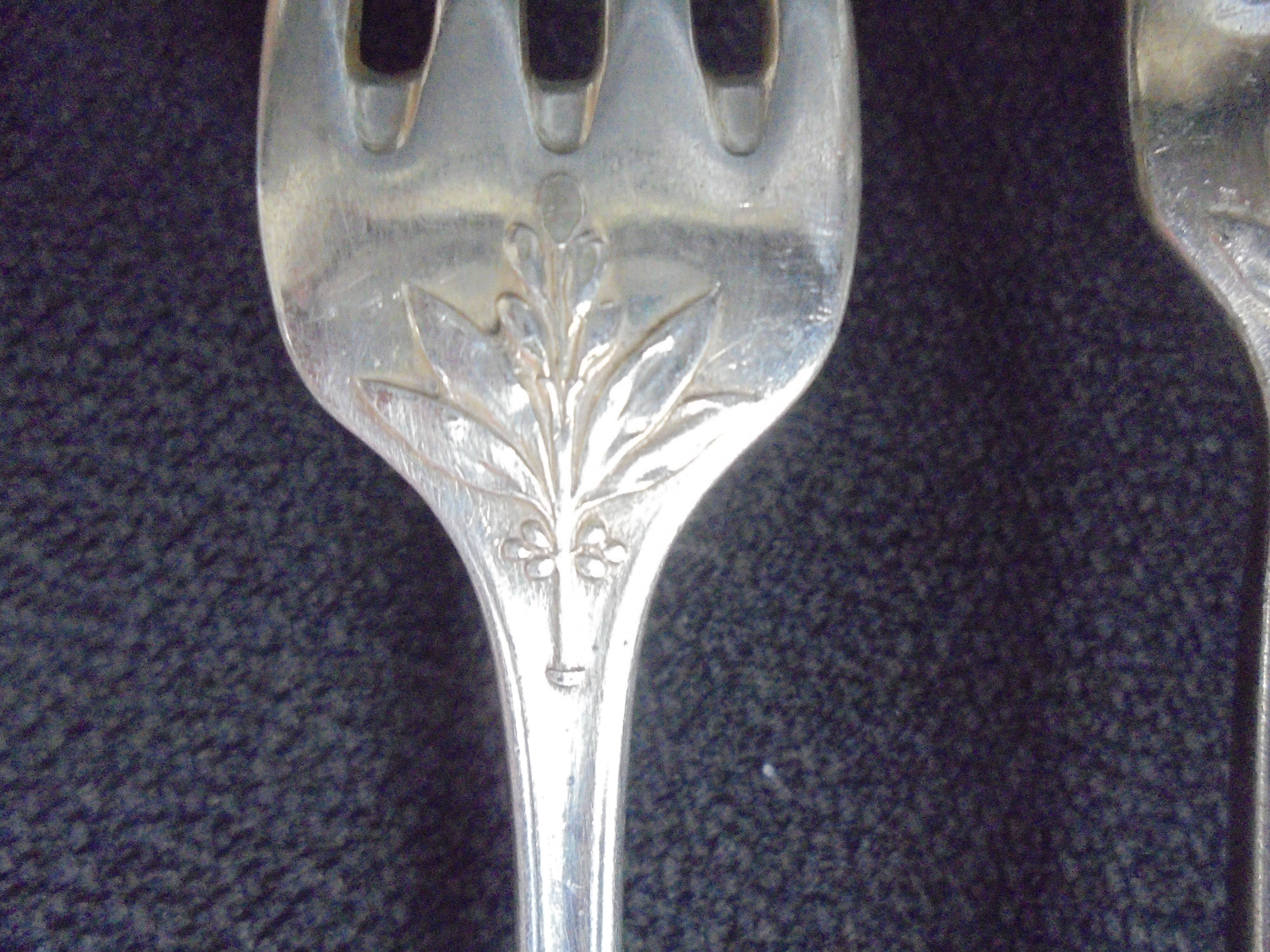 5 Fourchettes Christofle Canaux Laurier Métal Argenté