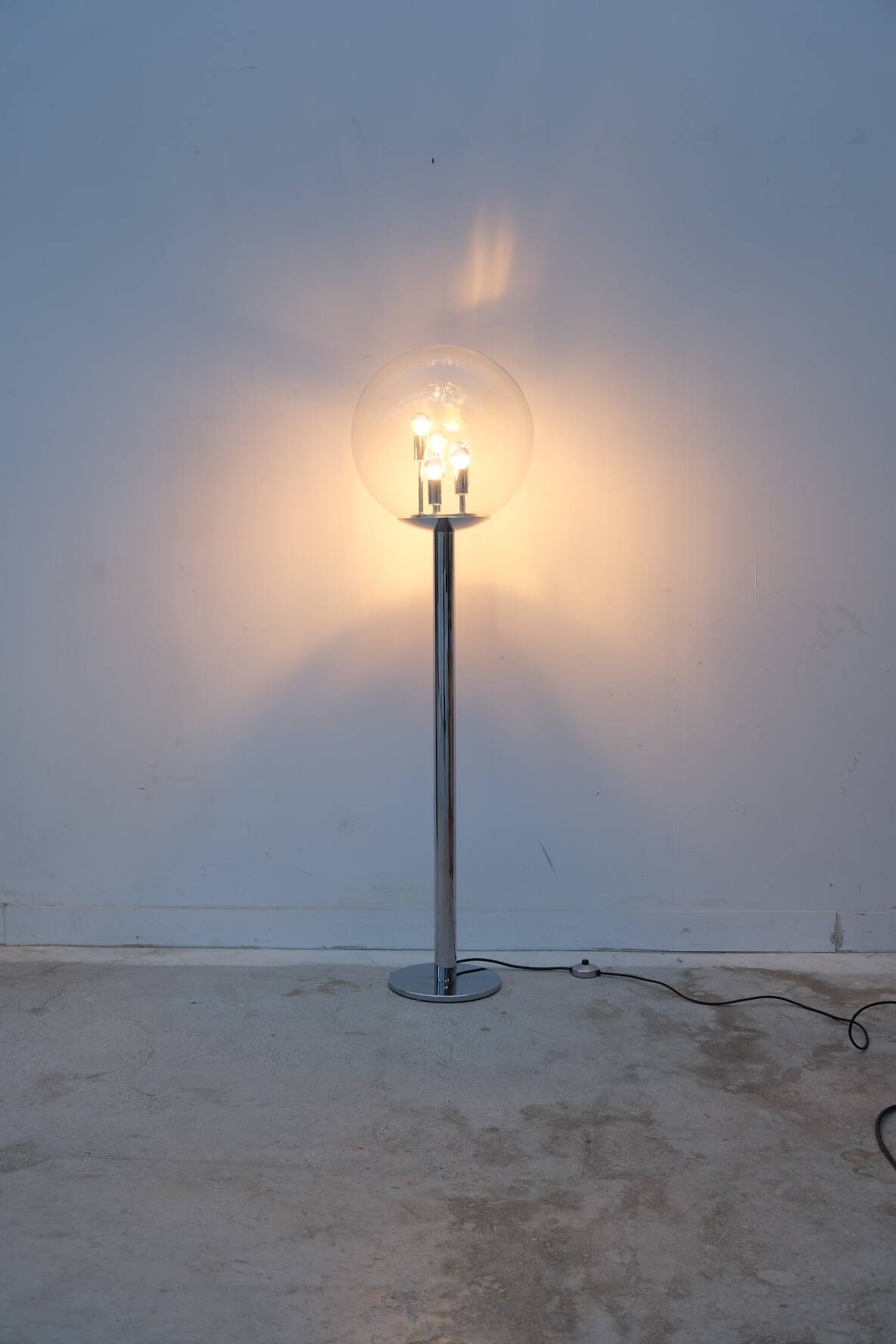 Floor lamp by doria leutchen in chrome and glass, germany 1970