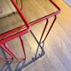 Red tubular nesting tables, 1970s, Set of 3