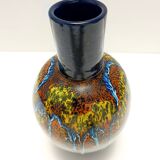Multicolored Glazed Earthenware Vase by Roberto Rigon for Bertoncello, Ital
