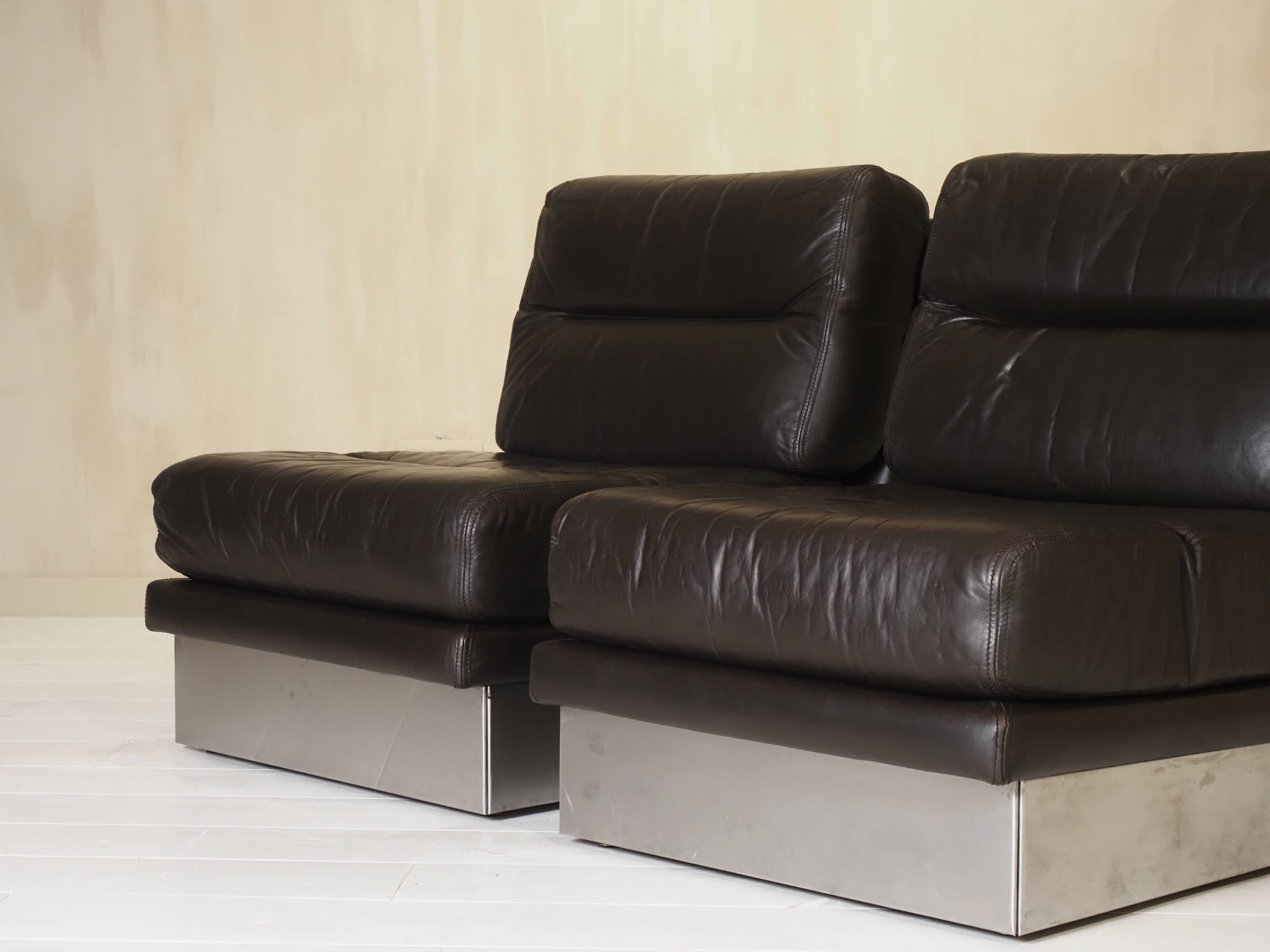 Roche Bobois French lounge chair set from the 1970s