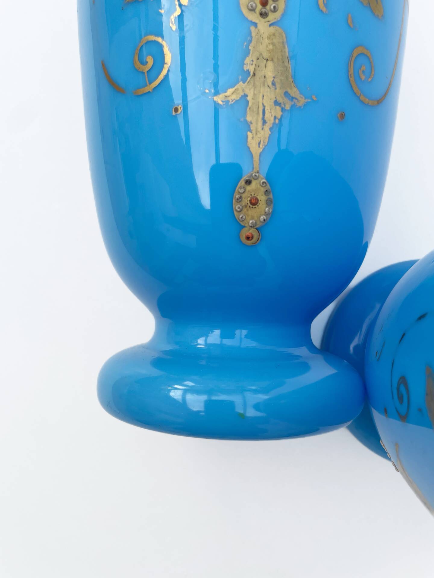 Pair of blue opaline vases