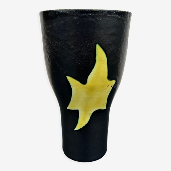Vase céramique vintage décor abstrait par Elchinger