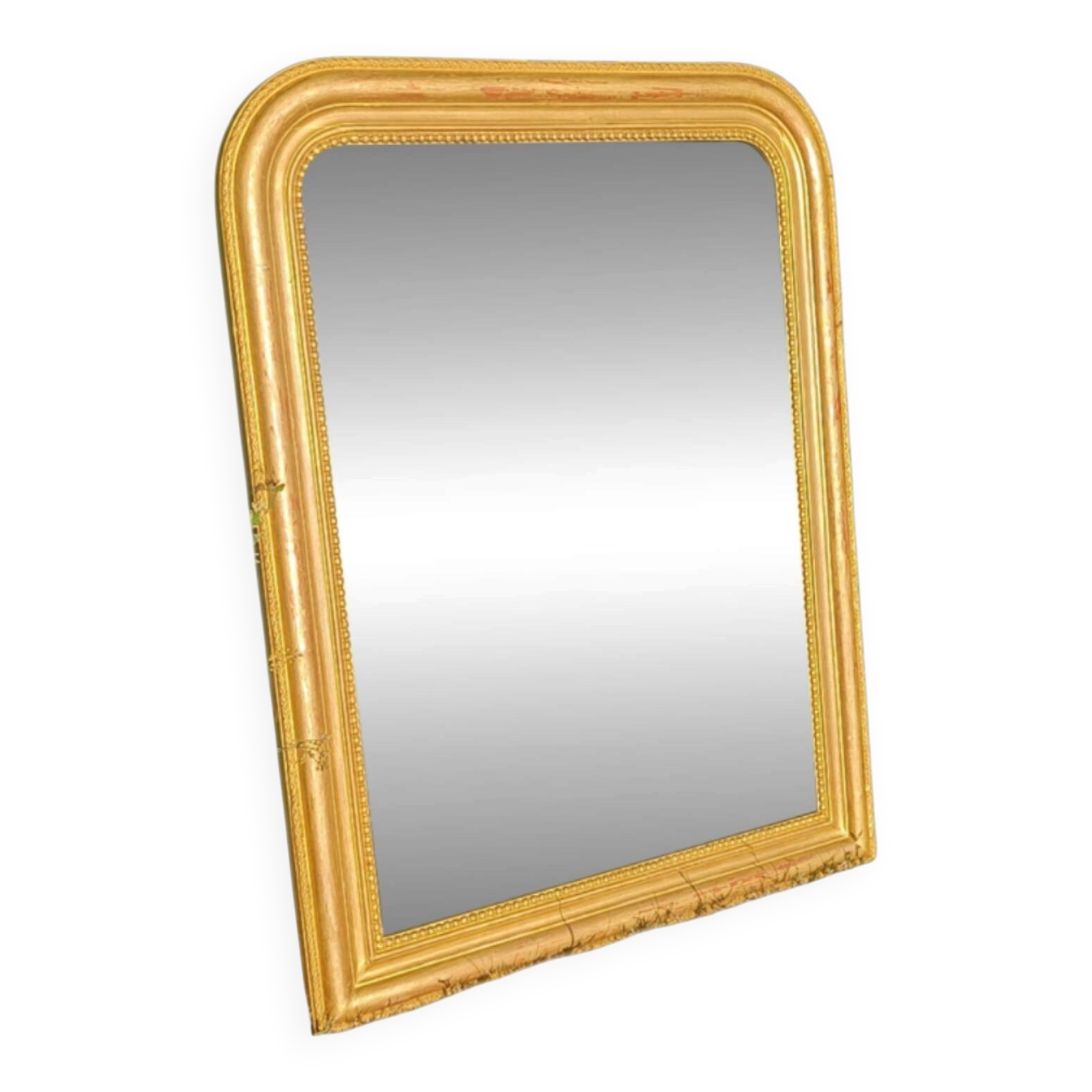 Antique Louis-Philippe mirror, gilded and patinated.