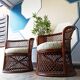 Pair of vintage bamboo rattan armchairs