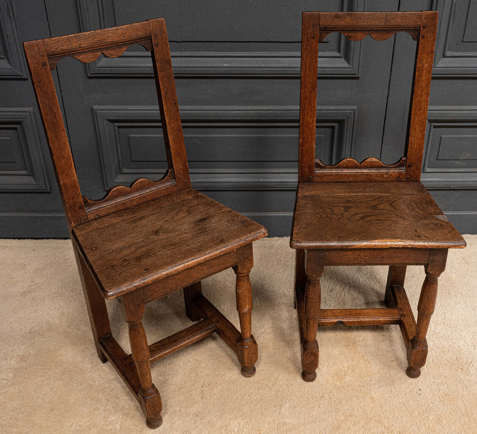 Pair of Lorraine chairs in oak late seventeenth early eighteenth