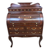 Cylinder desk in mahogany and inlaid marquetry circa 1900