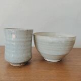 Turned ceramic bowl and cup