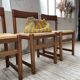 Set of 4 elm straw chairs from the 50s