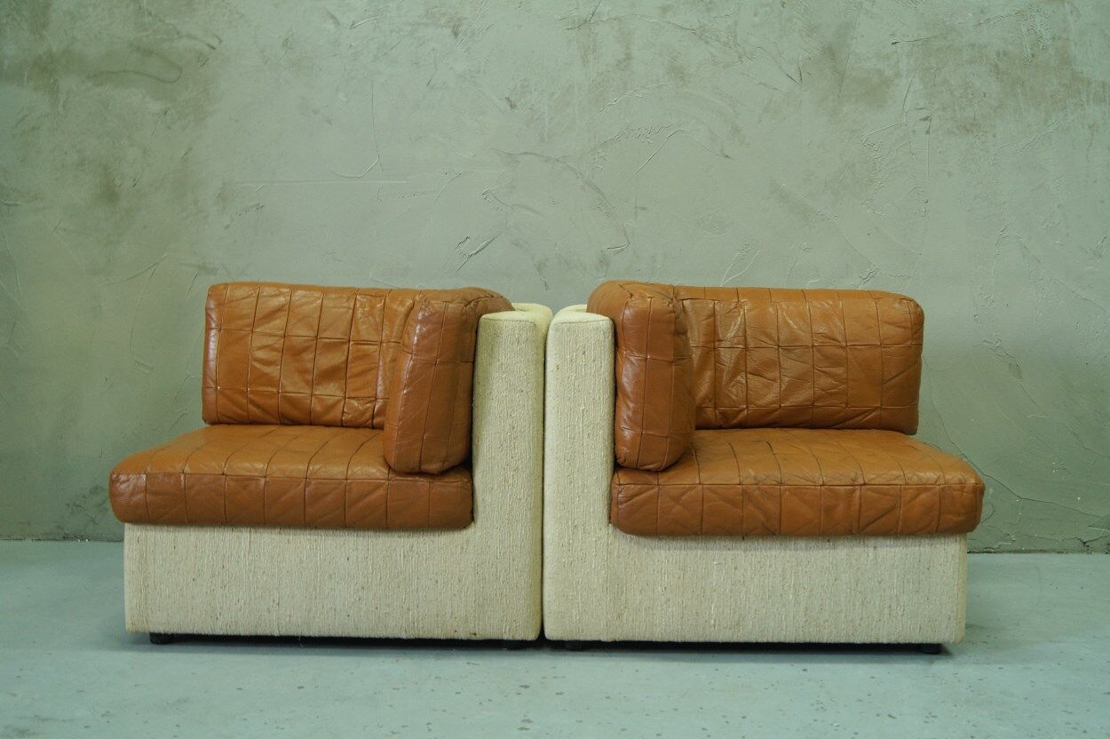 Canapé modulaire en cuir patchwork italien années 1970