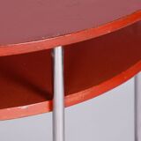 Restored Bauhaus Small Round Table, Chrome-Plated Steel, Czechia, 1930s