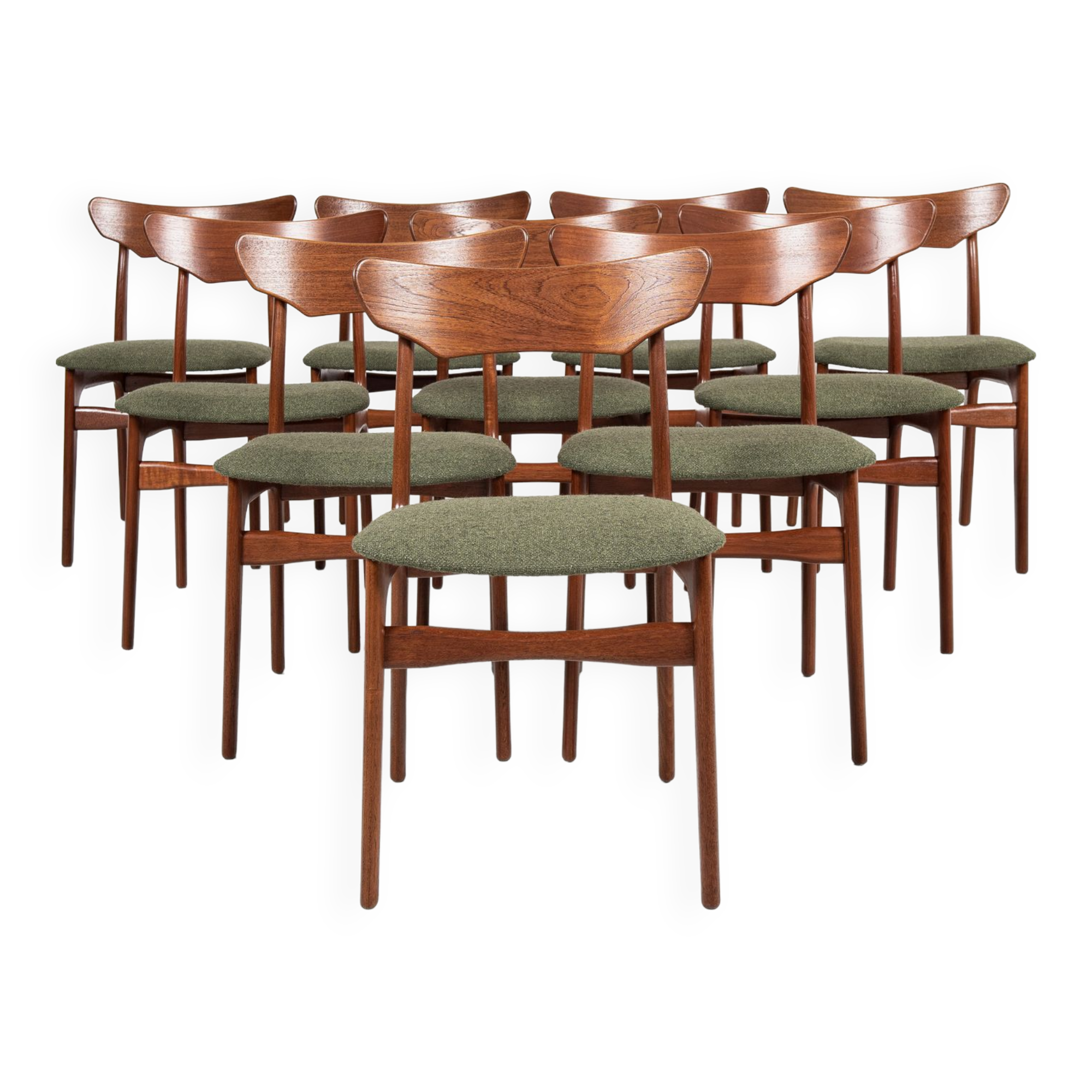 10 chairs in teak by Schiønning & Elgaard 1960s