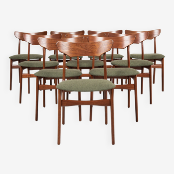 10 chairs in teak by Schiønning & Elgaard 1960s