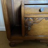 Art Deco bedside table in wood and pink marble