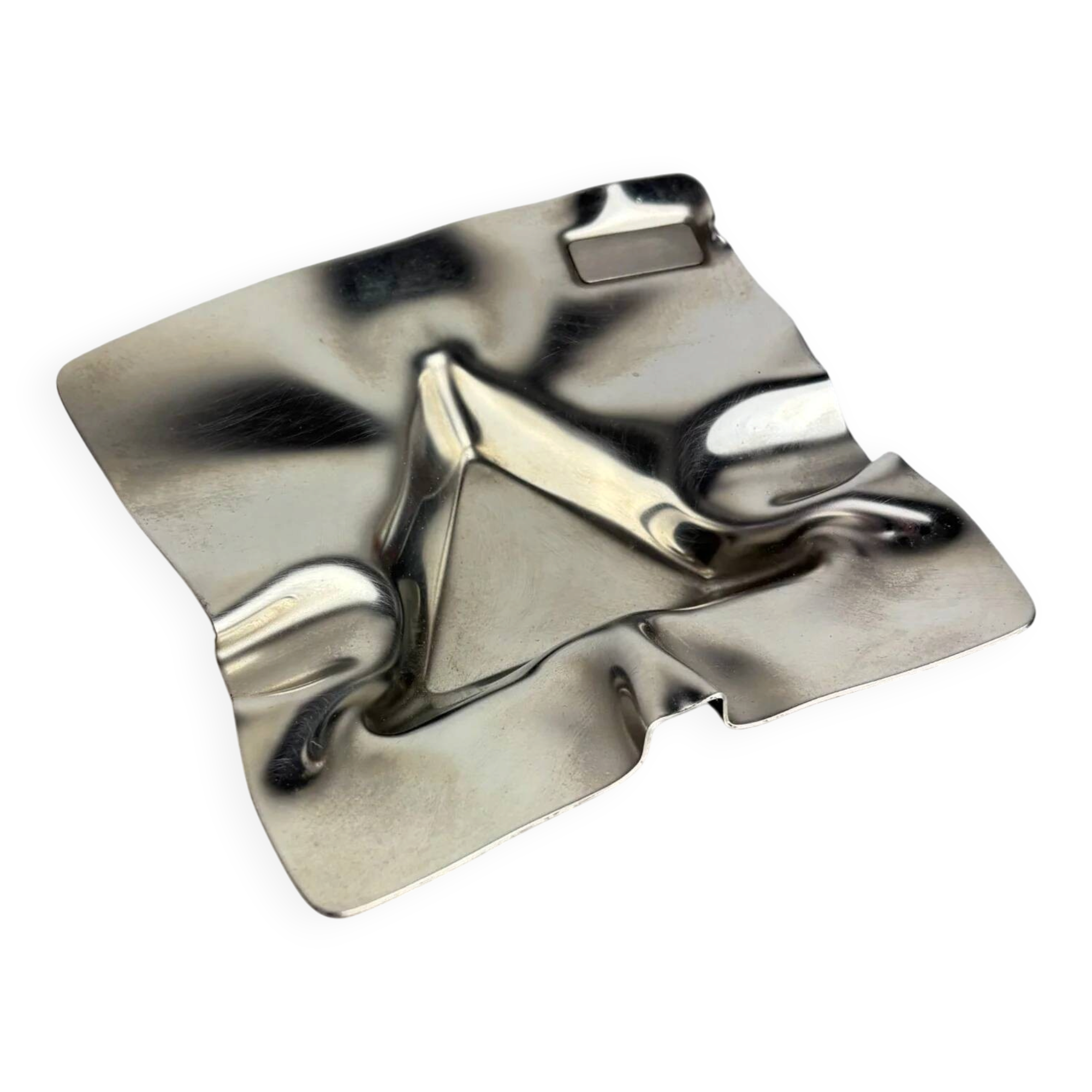 Biomorphic ashtray, stainless steel, Spain, 1970s