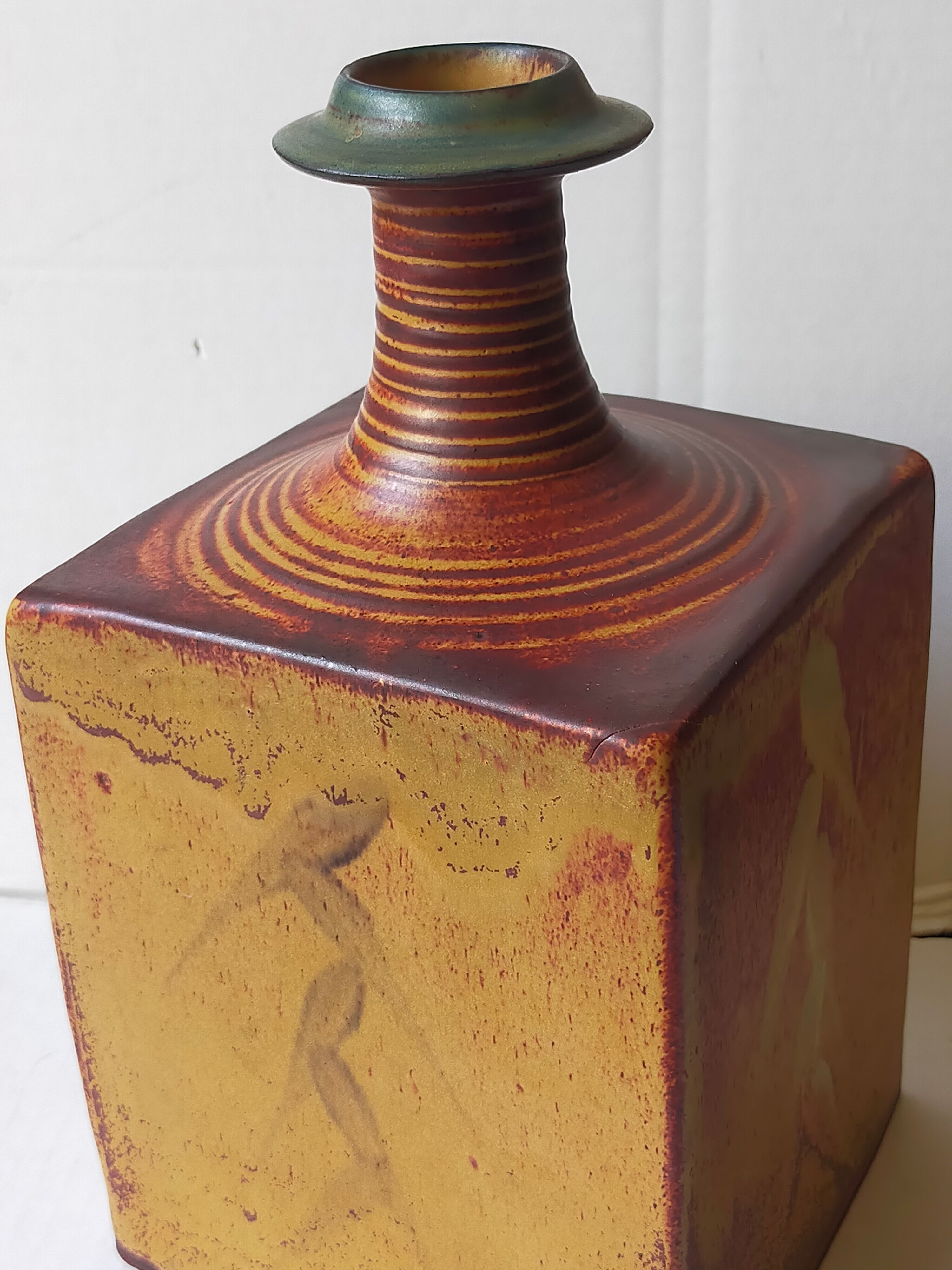 Vintage Scandinavian enamelled earth soliflore vase