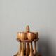 Egg cups on turned wooden legs, Scandinavian country decor