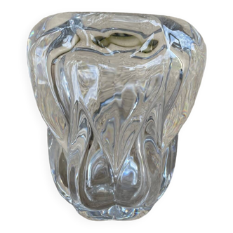 Val saint Lambert: stamped crystal vase circa 1960