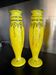 Pair of Legras vases — yellow marbled glass, enamelled Art Deco decoration,