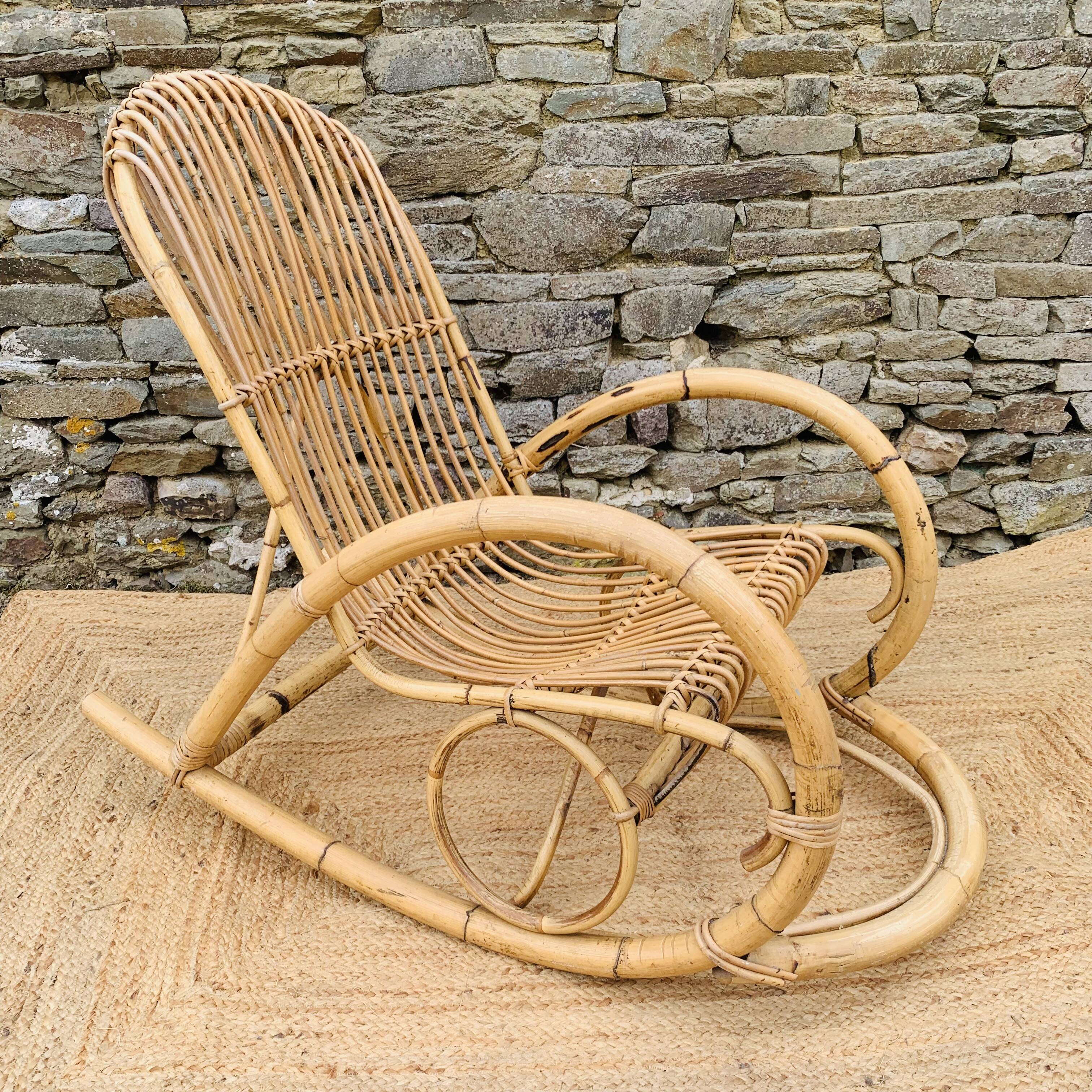 Pair of rattan rocking chairs by Rohe Noordwolde