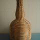 old amber glass bottle VB wicker vintage deco glass bottle wicker