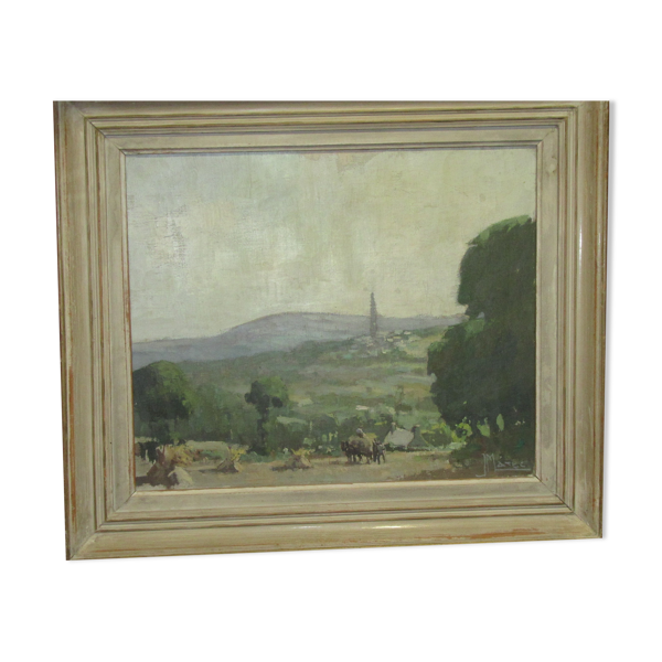 huile sur toile-Phare de douardenez par Marec