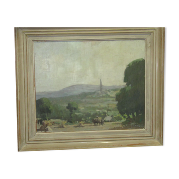 huile sur toile-Phare de douardenez par Marec