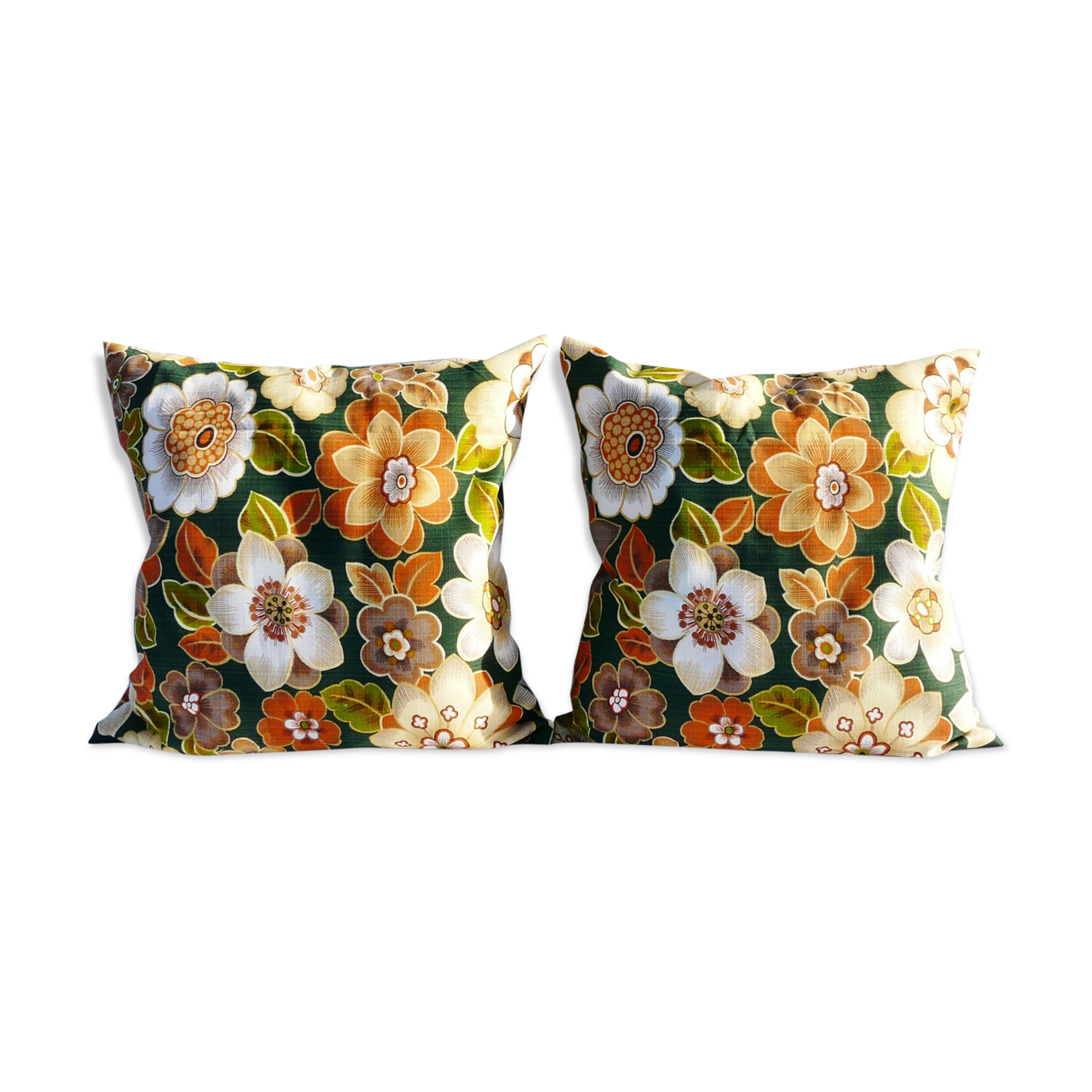 Pair of flowery vintage cushions