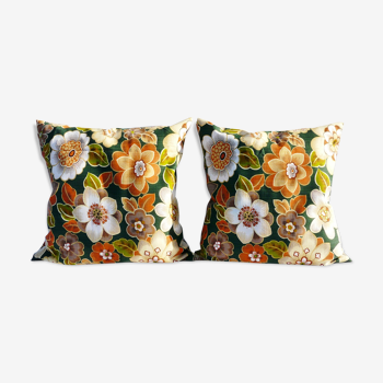 Pair of flowery vintage cushions