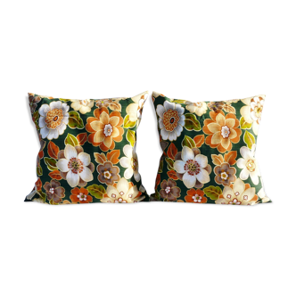 Pair of flowery vintage cushions