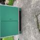 Vintage painted wardrobe in white and green wood, 1950s, original lock.