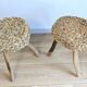 Pair of brutalist tripod stools attributed to Audoux & Minet.