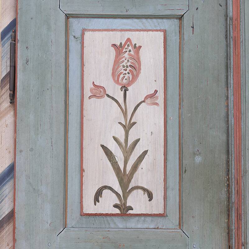 Rustic Weathered Farmhouse Folk Art Painted Bridal Cabinet