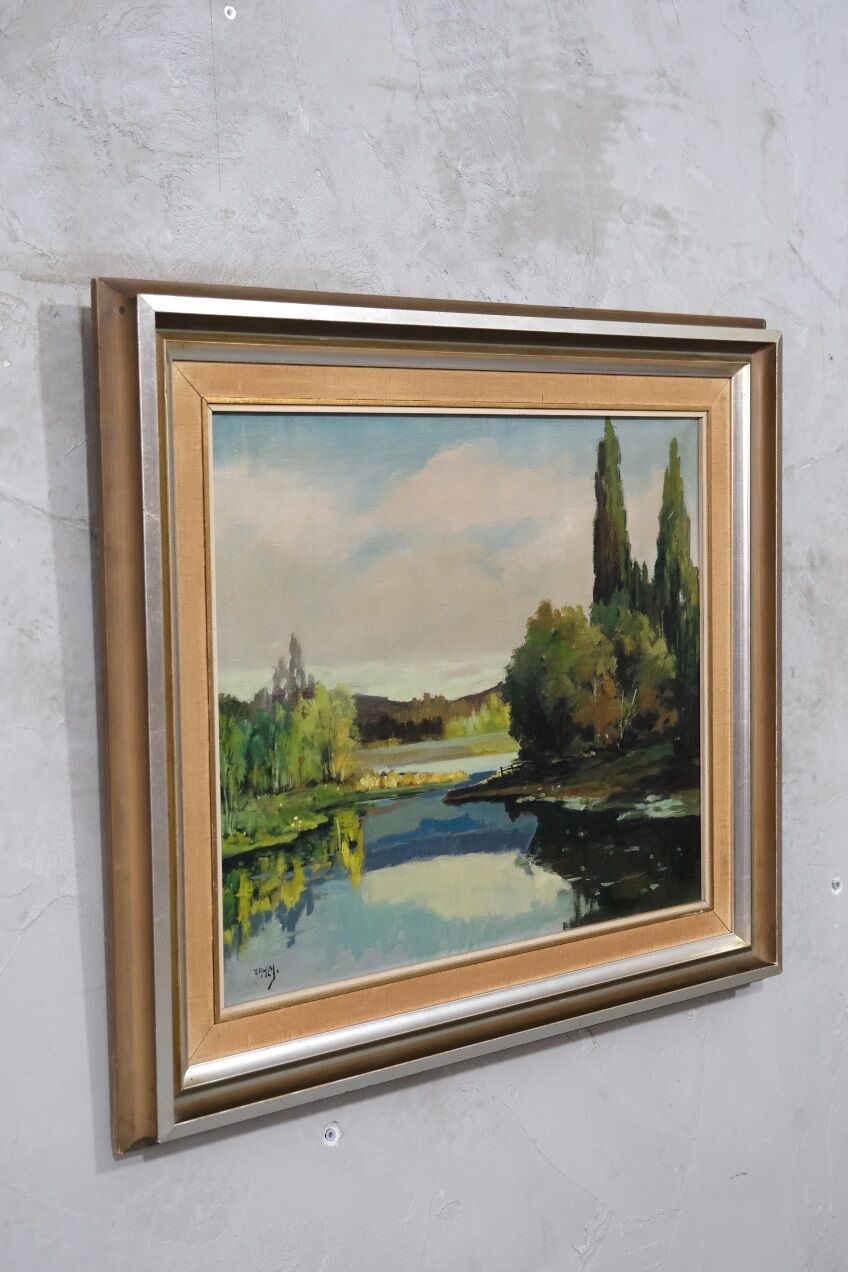 Tage Rudolf Ahlm, Swedish landscape, oil on canvas, 1940s, framed