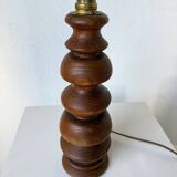 1950s turned oak wood table lamp